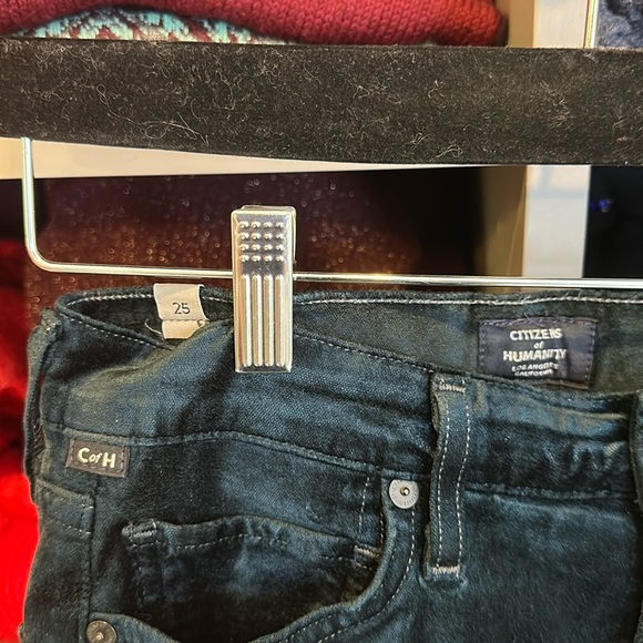 Citizens of Humanity dark Forrest green velvet cropped pants size 25 NWOT - Picture 2 of 4